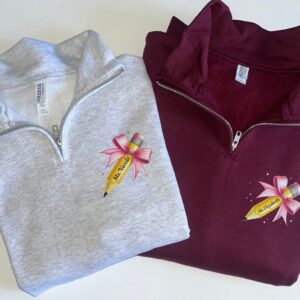 Teacher Name Pencil Quarter Zip Crewneck